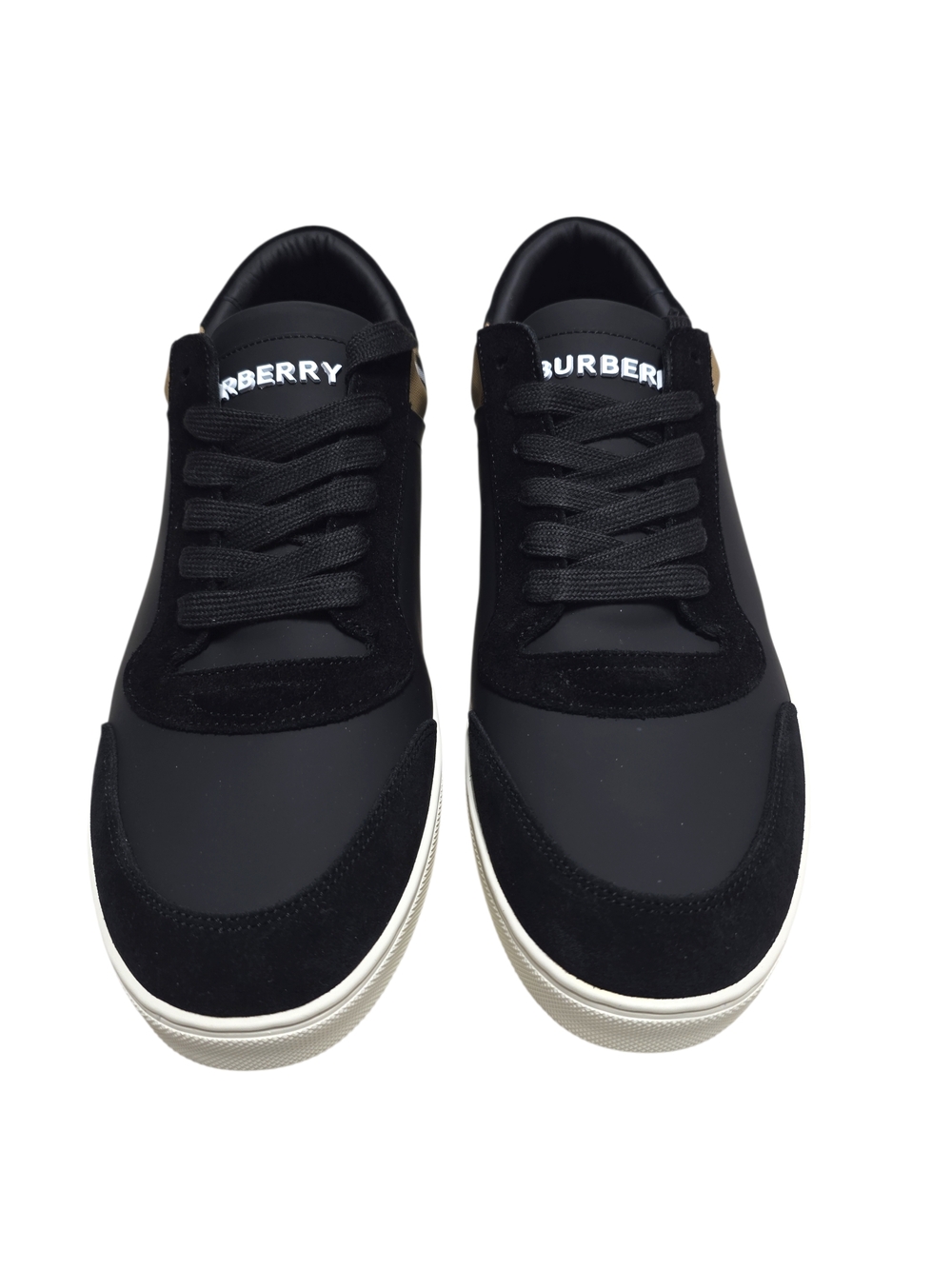 Burberry Stevie Leather & Canvas Check Sneakers - Picture 2 of 7